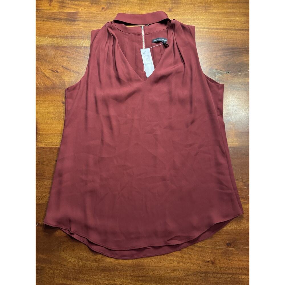 WHBM Womens Burgundy Chiffon Sleeveless Salma Halter Tunic Top Sz 6 - NEW